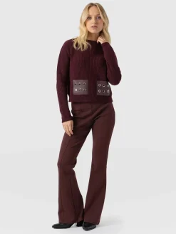 Pants|Saint and Sofia Fearne Flare Legging - Maroon