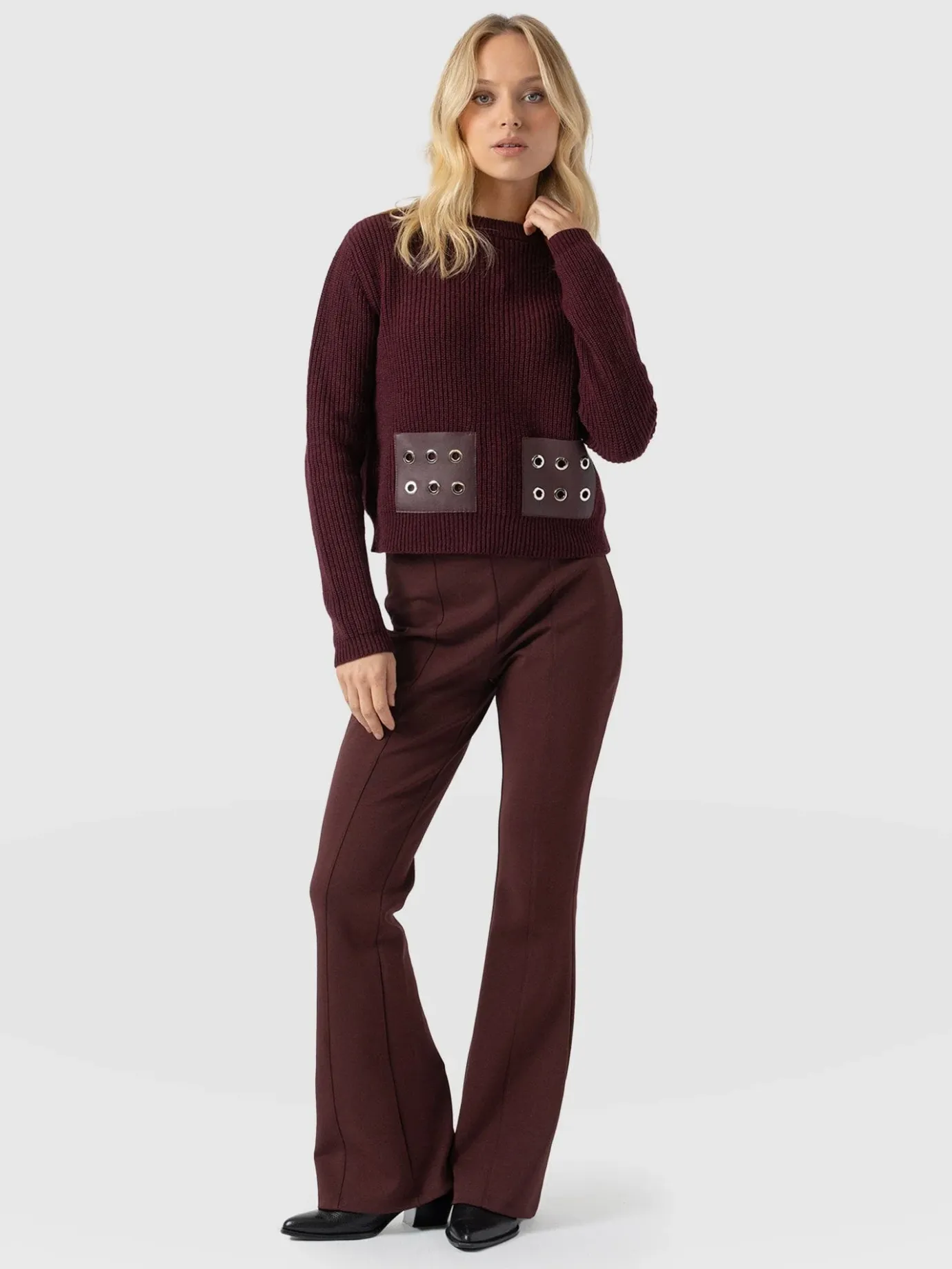 Pants|Saint and Sofia Fearne Flare Legging - Maroon