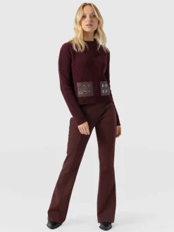 Pants|Saint and Sofia Fearne Flare Legging - Maroon