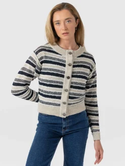 Knitwear|Saint and Sofia Fearne Knit Cardigan - Blue Stripe