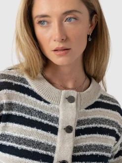 Knitwear|Saint and Sofia Fearne Knit Cardigan - Blue Stripe