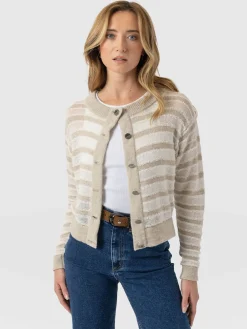 Knitwear|Saint and Sofia Fearne Knit Cardigan - Cream Stripe