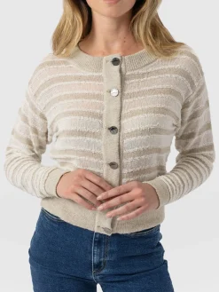 Knitwear|Saint and Sofia Fearne Knit Cardigan - Cream Stripe