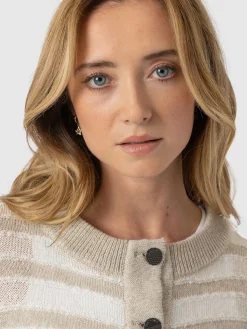 Knitwear|Saint and Sofia Fearne Knit Cardigan - Cream Stripe