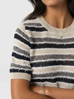 Knitwear|Saint and Sofia Fearne Knit Tee - Blue Stripe