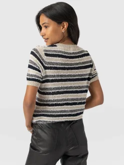 Knitwear|Saint and Sofia Fearne Knit Tee - Blue Stripe