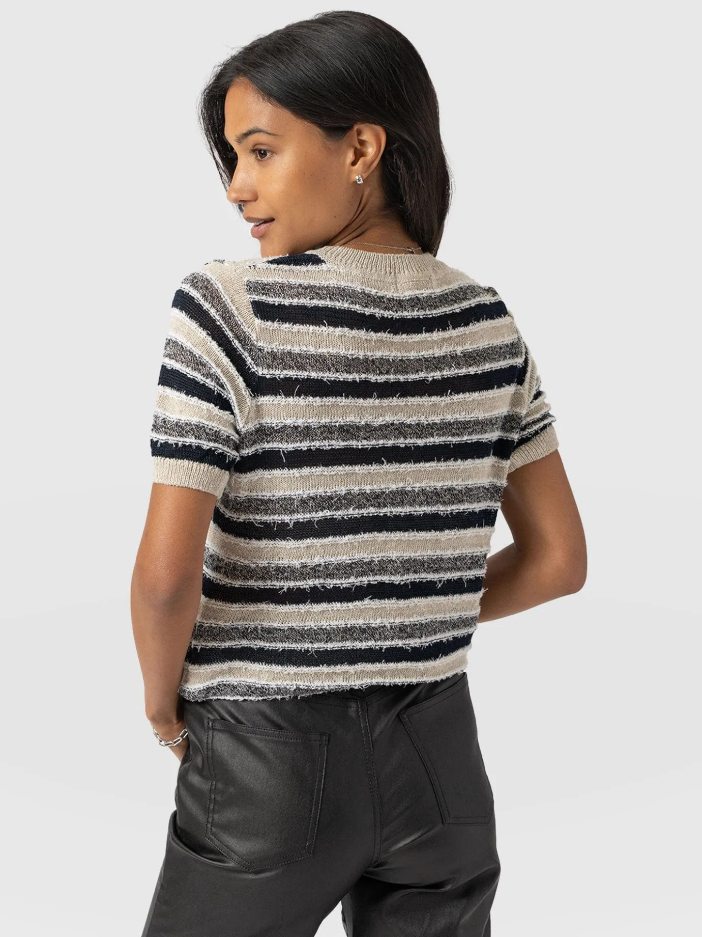 Knitwear|Saint and Sofia Fearne Knit Tee - Blue Stripe