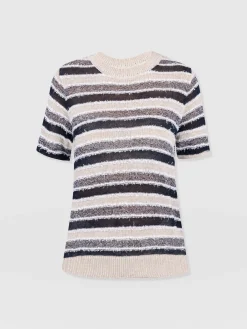 Knitwear|Saint and Sofia Fearne Knit Tee - Blue Stripe