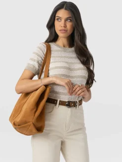 Knitwear|T-shirts & Tanks|Saint and Sofia Fearne Knit Tee - Cream Stripe
