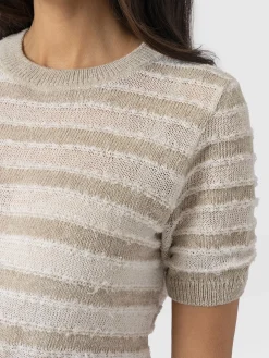 Knitwear|T-shirts & Tanks|Saint and Sofia Fearne Knit Tee - Cream Stripe