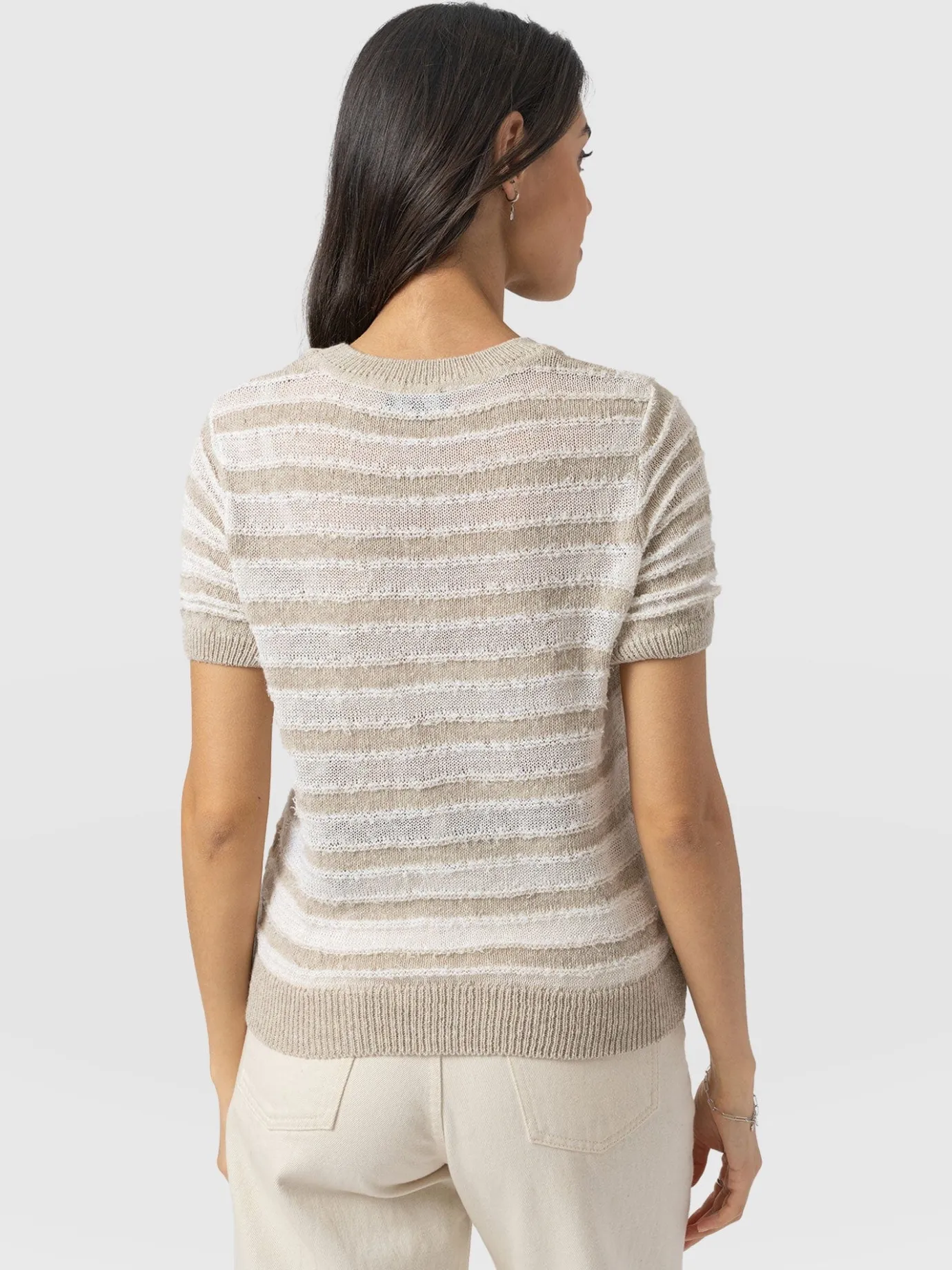 Knitwear|T-shirts & Tanks|Saint and Sofia Fearne Knit Tee - Cream Stripe