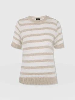 Knitwear|T-shirts & Tanks|Saint and Sofia Fearne Knit Tee - Cream Stripe