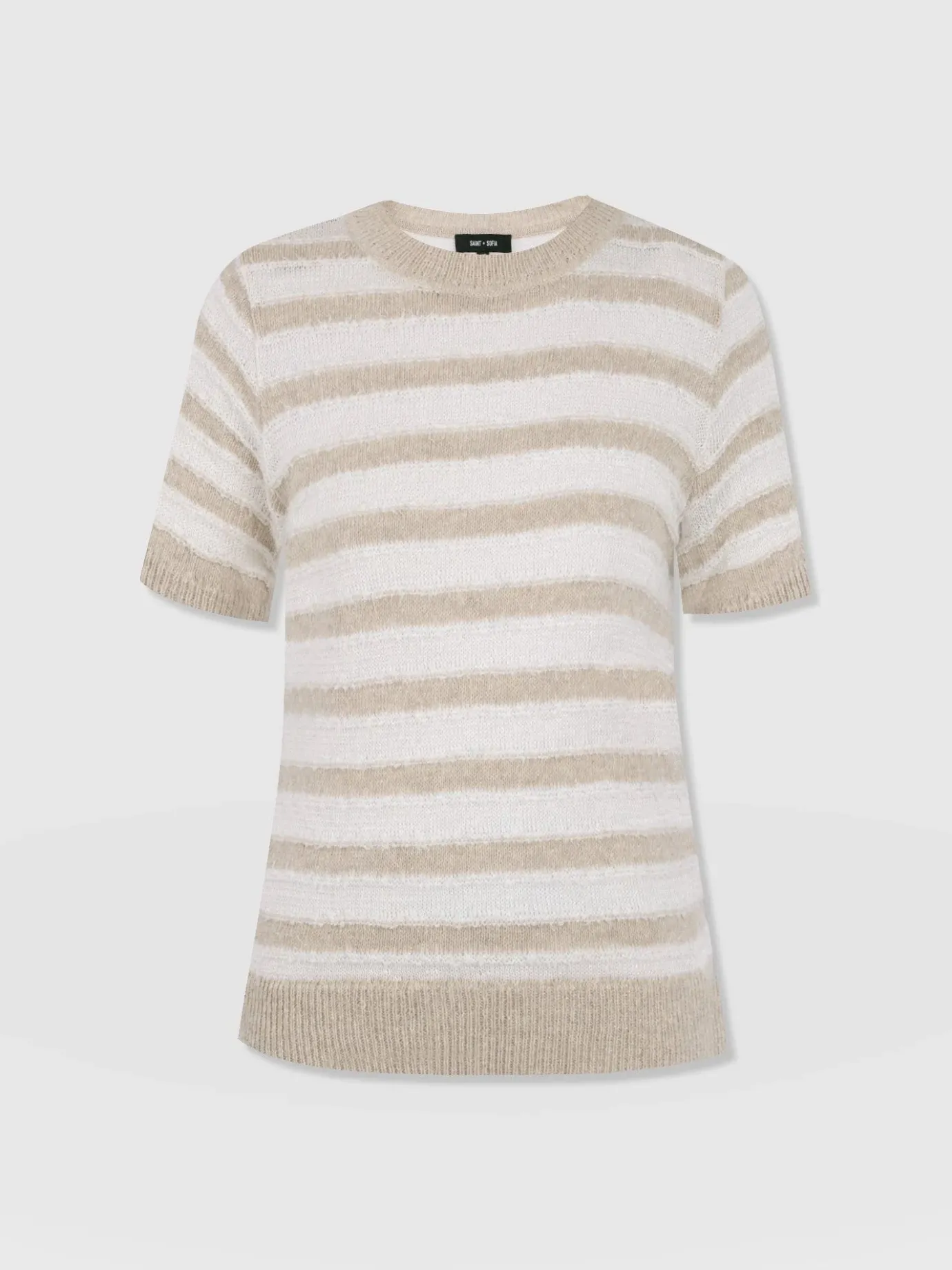 Knitwear|T-shirts & Tanks|Saint and Sofia Fearne Knit Tee - Cream Stripe