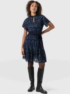 Dresses|Saint and Sofia Fearne Lace Mini Dress - Blue/Black