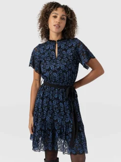 Dresses|Saint and Sofia Fearne Lace Mini Dress - Blue/Black