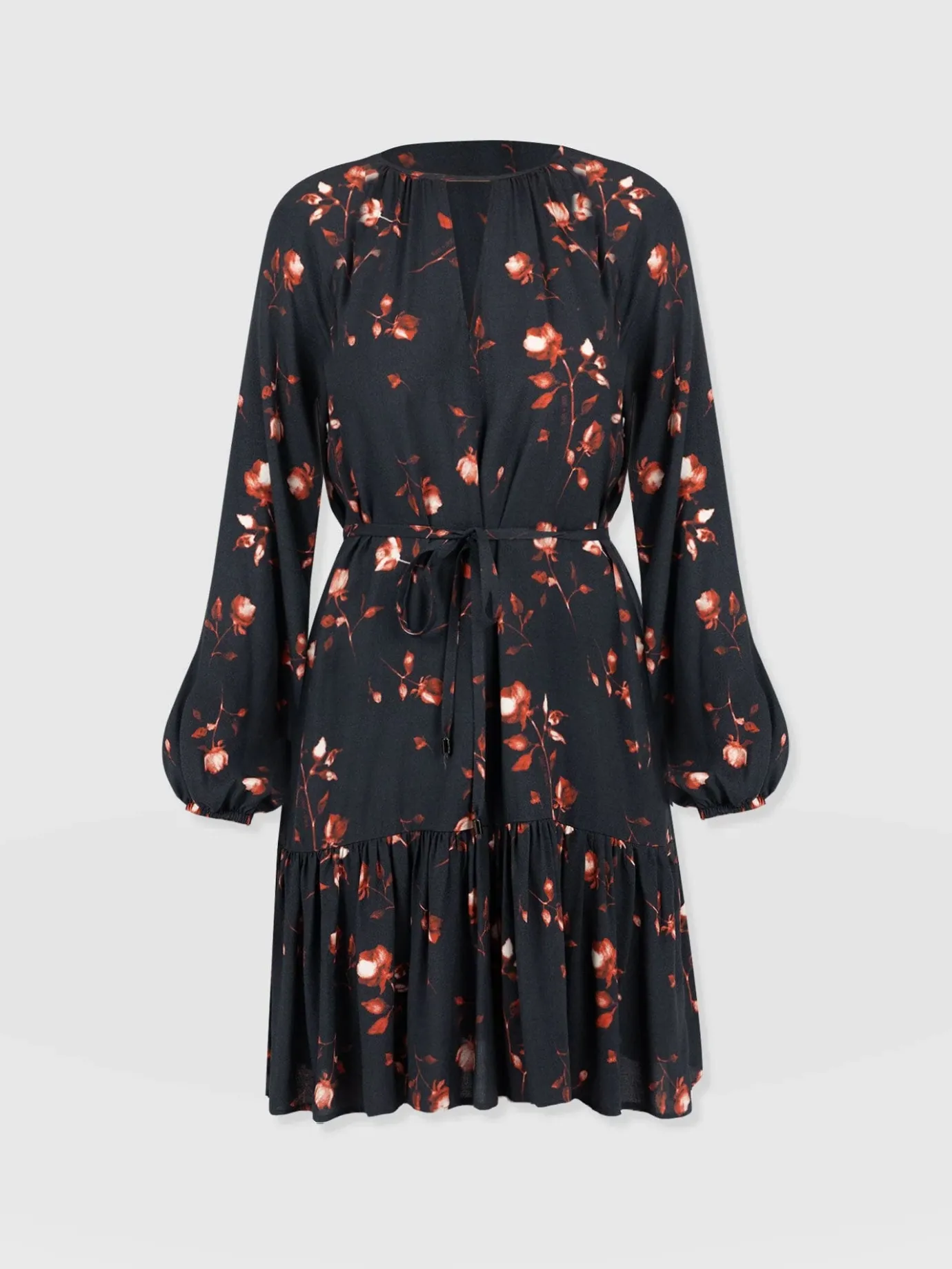 Dresses|Saint and Sofia Fia Mini Tiered Dress - Dark Roses