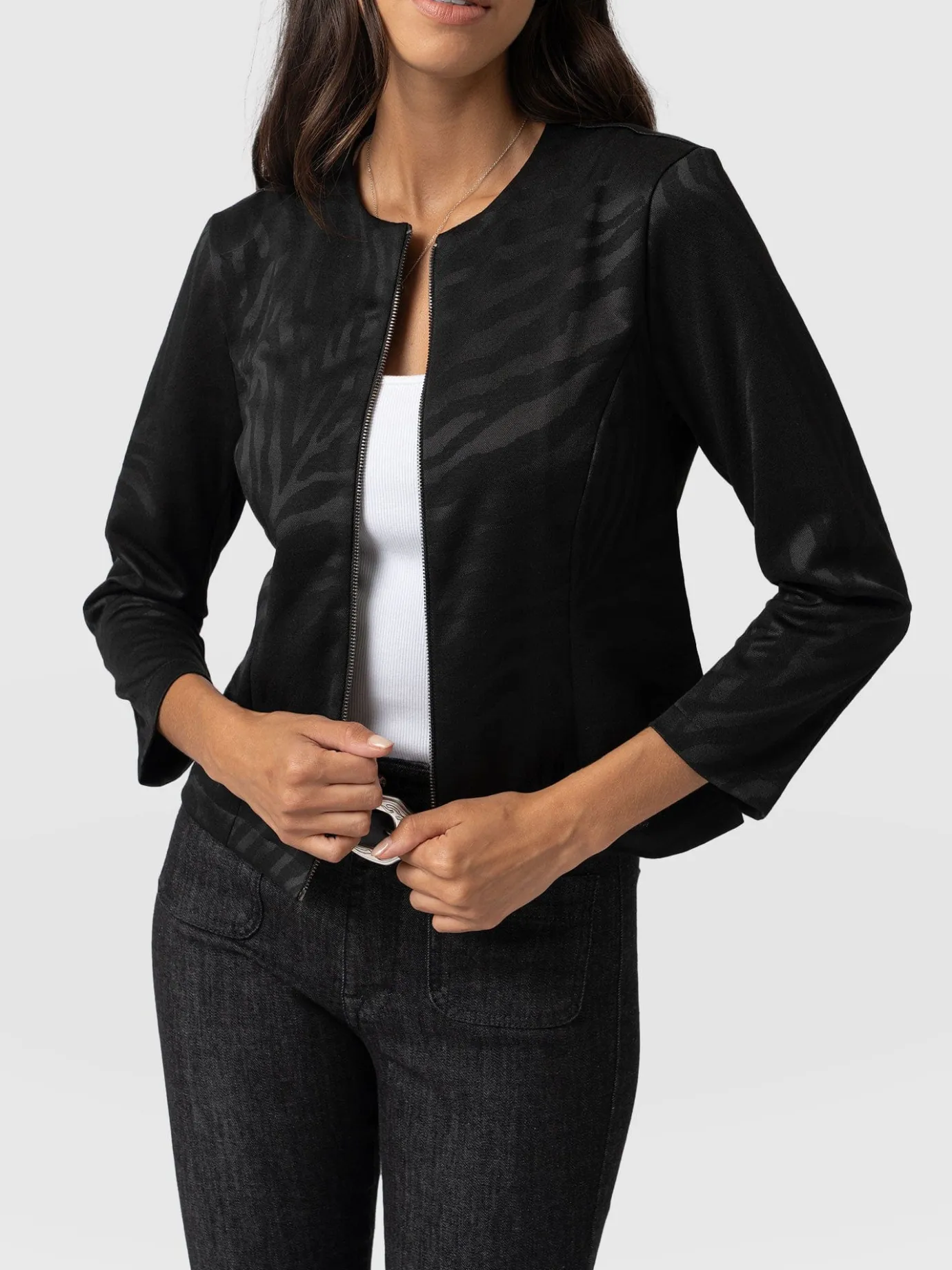 Coats & Jackets|Saint and Sofia Florence Jacket - Black Zebra