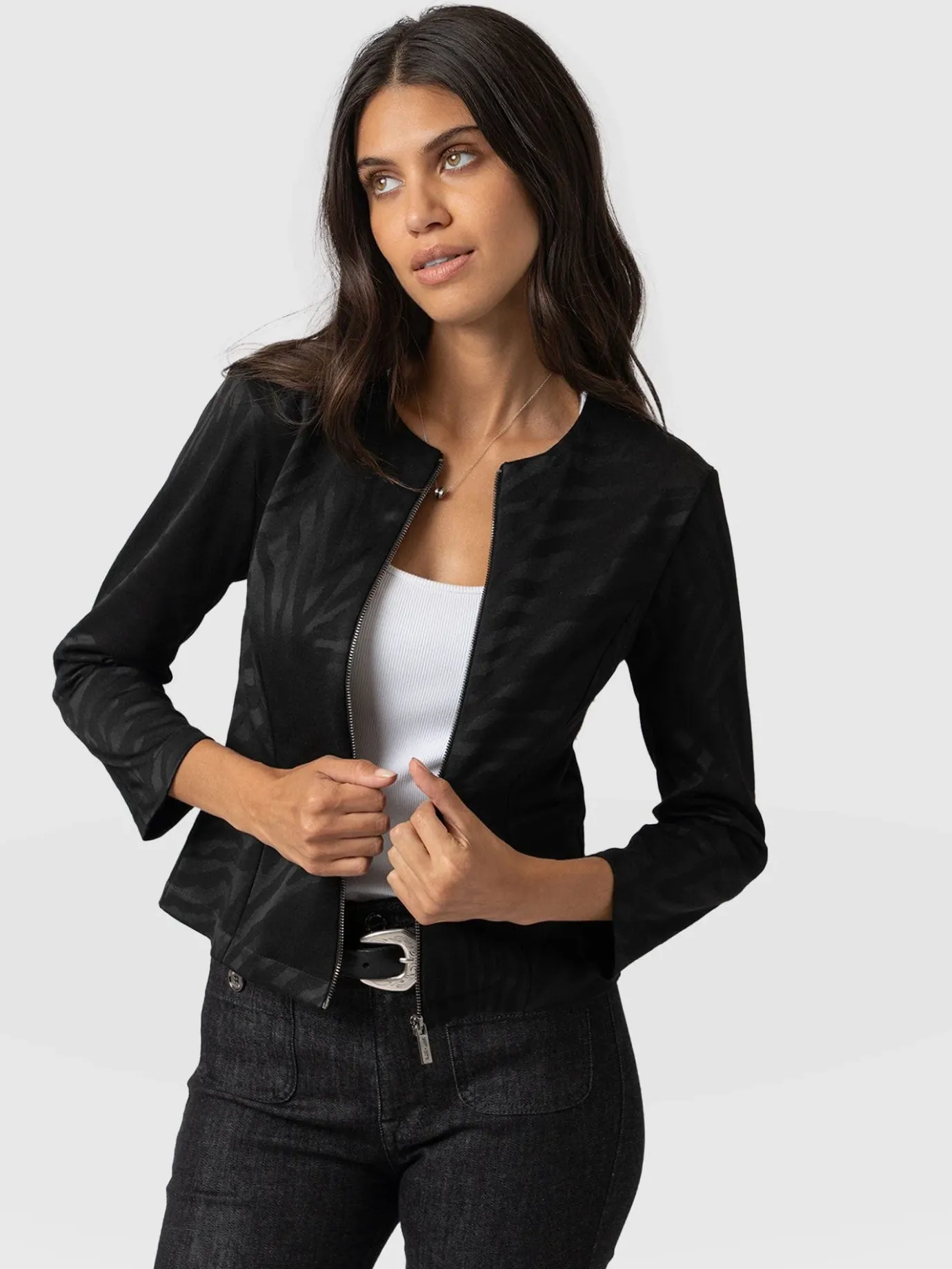 Coats & Jackets|Saint and Sofia Florence Jacket - Black Zebra