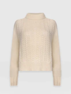 Knitwear|Sweaters|Saint and Sofia Glen Cable Knit Sweater - Cream