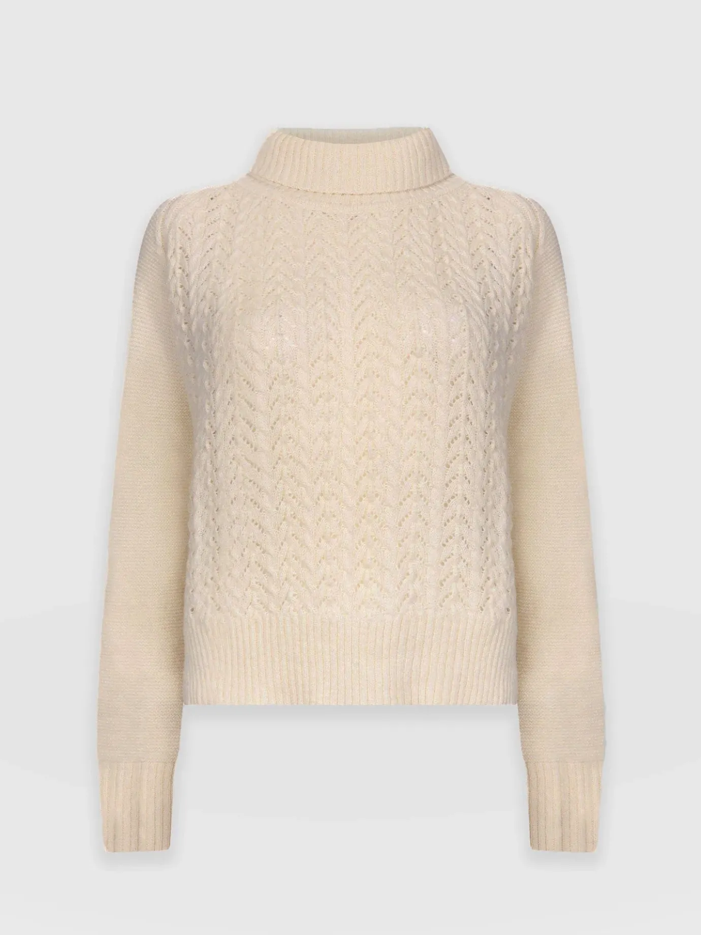 Knitwear|Sweaters|Saint and Sofia Glen Cable Knit Sweater - Cream