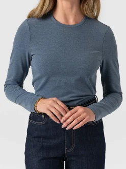 T-shirts & Tanks|Saint and Sofia Glen Crew Neck Tee Long Sleeve - Blue