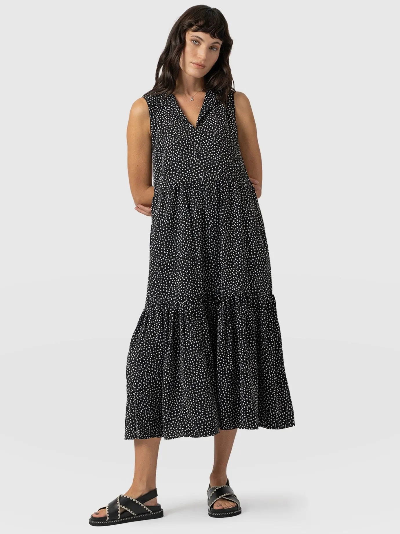 Dresses|Saint and Sofia Greenwich Dress - Black Spot Tencel