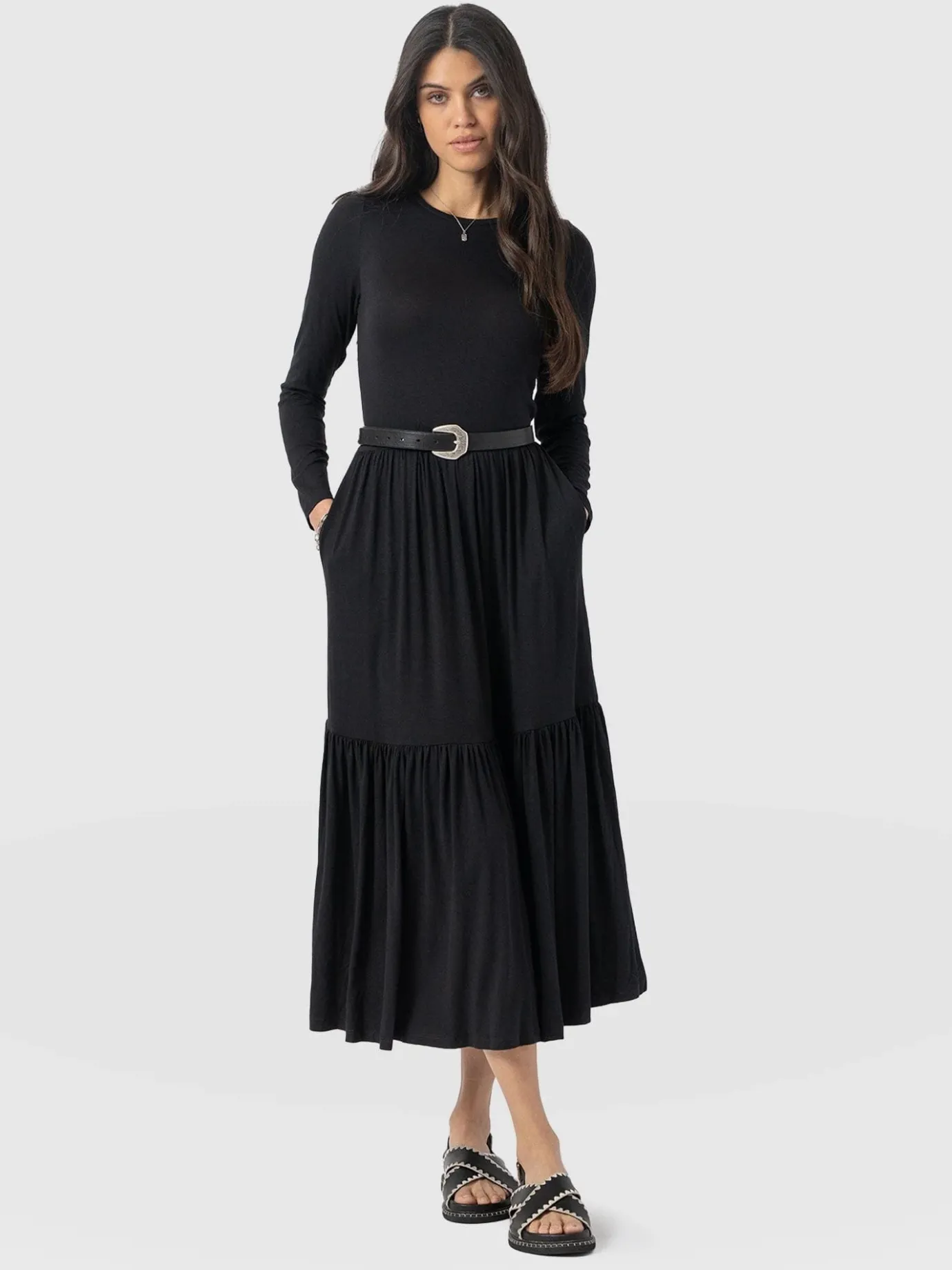 Dresses|Saint and Sofia Greenwich Dress Long Sleeve - Black