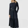 Dresses|Saint and Sofia Greenwich Dress Long Sleeve - Navy