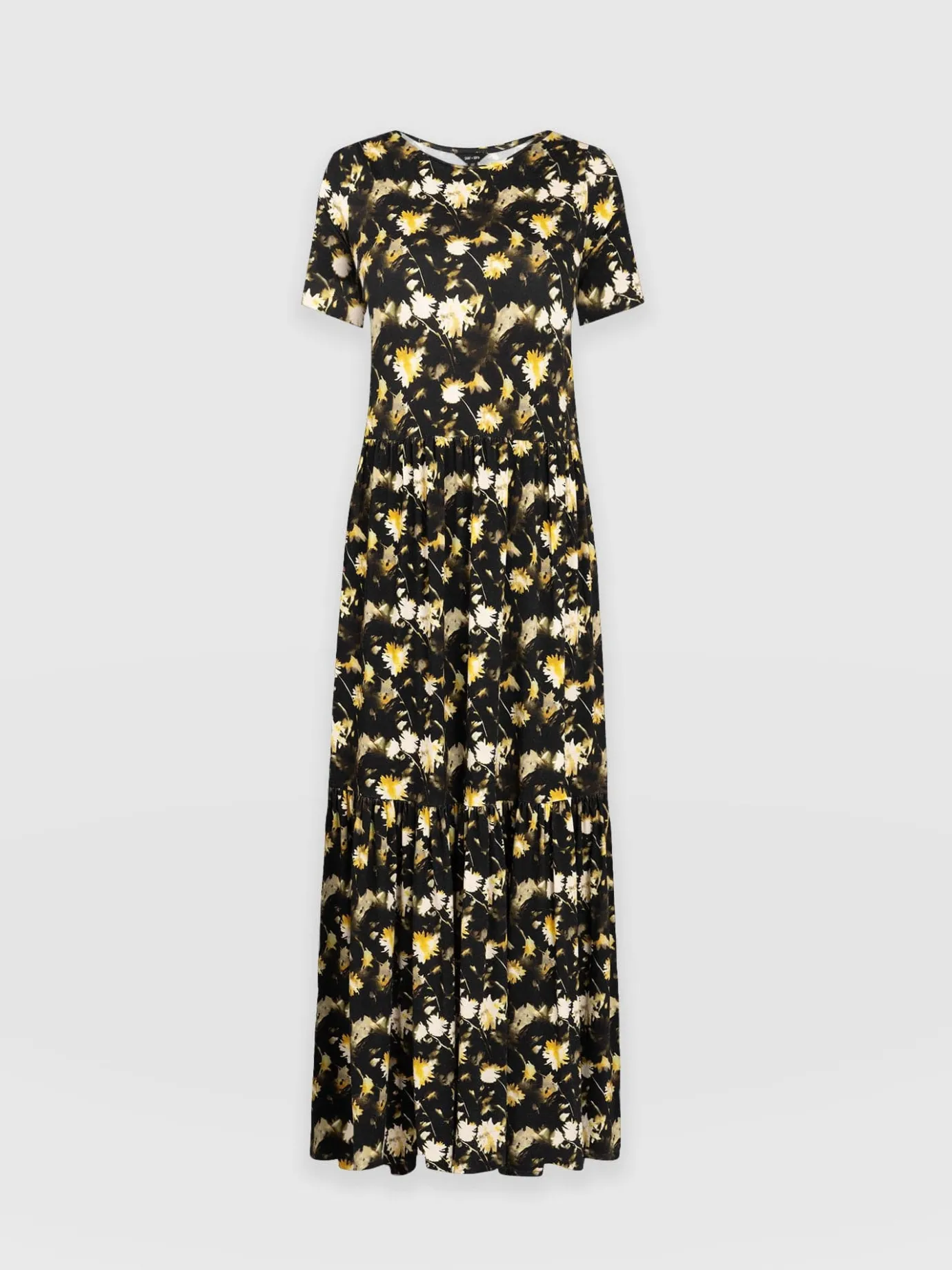 Dresses|Saint and Sofia Greenwich Dress Short Sleeve - Black Daisy Floral