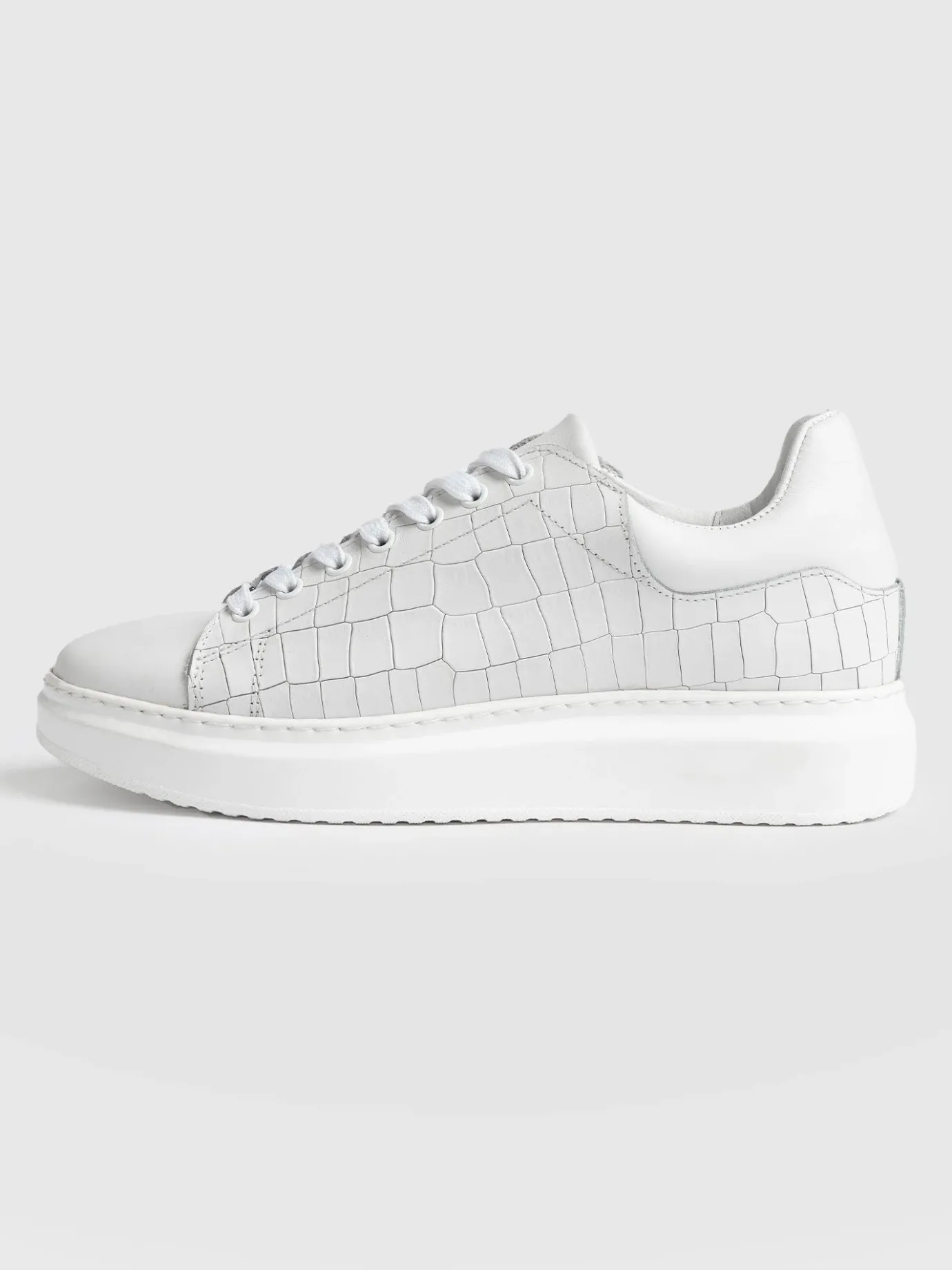Sneakers|Shoes|Saint and Sofia Hampstead Sneaker - White Croc