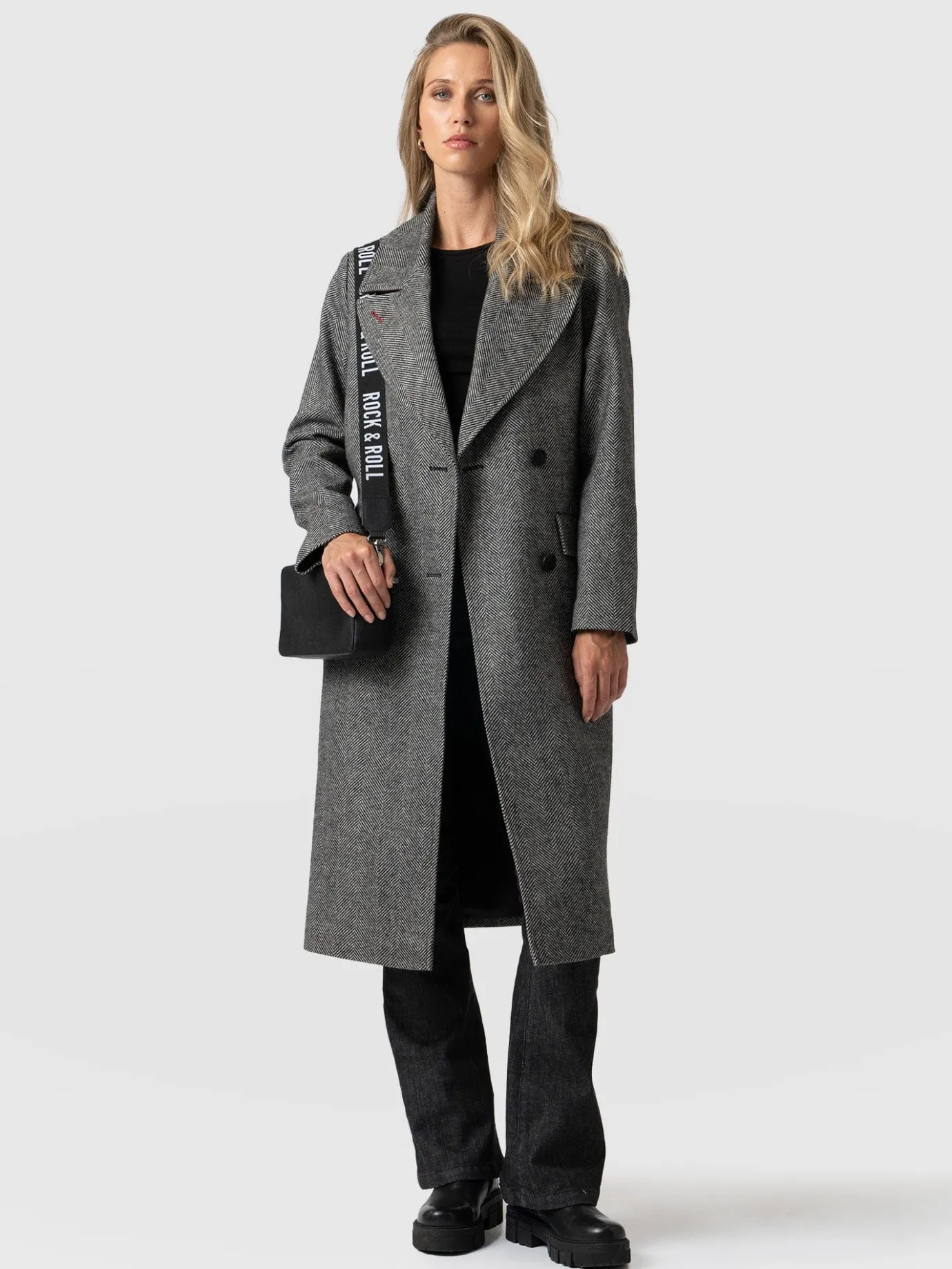Coats & Jackets|Saint and Sofia Hampton Coat - Monochrome Chevron