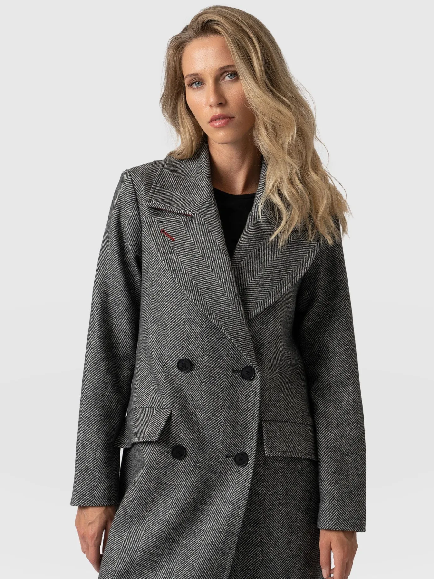 Coats & Jackets|Saint and Sofia Hampton Coat - Monochrome Chevron