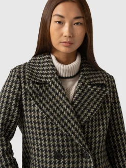 Coats & Jackets|Saint and Sofia Hampton Coat - Olive Houndstooth