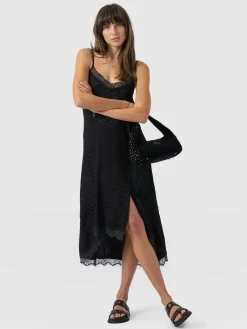 Dresses|Saint and Sofia Harper Lace Cami Dress - Black Jacquard