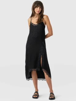 Dresses|Saint and Sofia Harper Lace Cami Dress - Black Jacquard