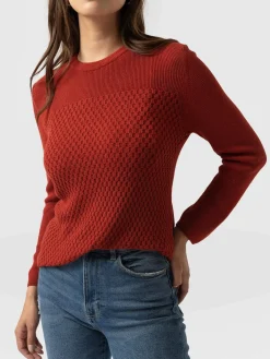 Knitwear|Saint and Sofia Honeycomb Rib Sweater - Amber