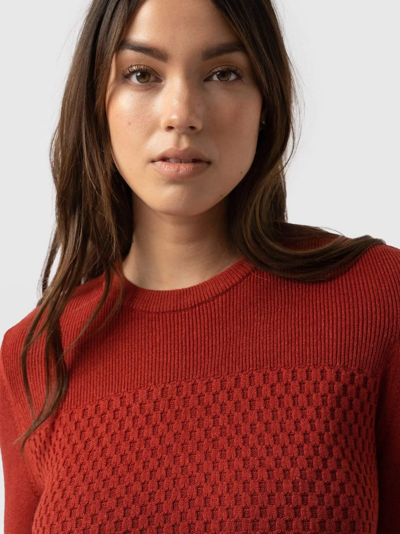 Knitwear|Saint and Sofia Honeycomb Rib Sweater - Amber