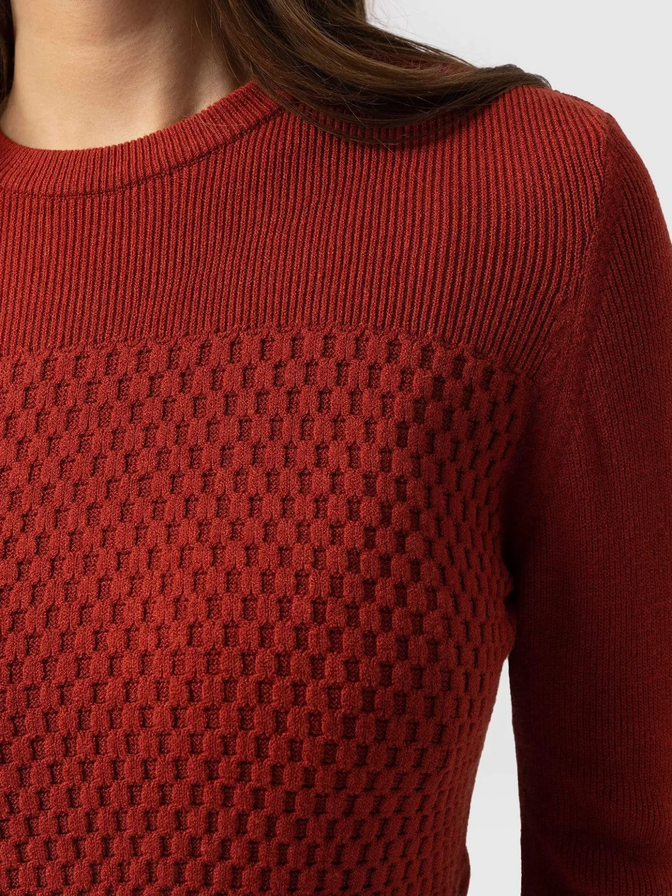 Knitwear|Saint and Sofia Honeycomb Rib Sweater - Amber