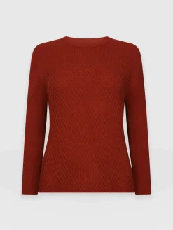 Knitwear|Saint and Sofia Honeycomb Rib Sweater - Amber