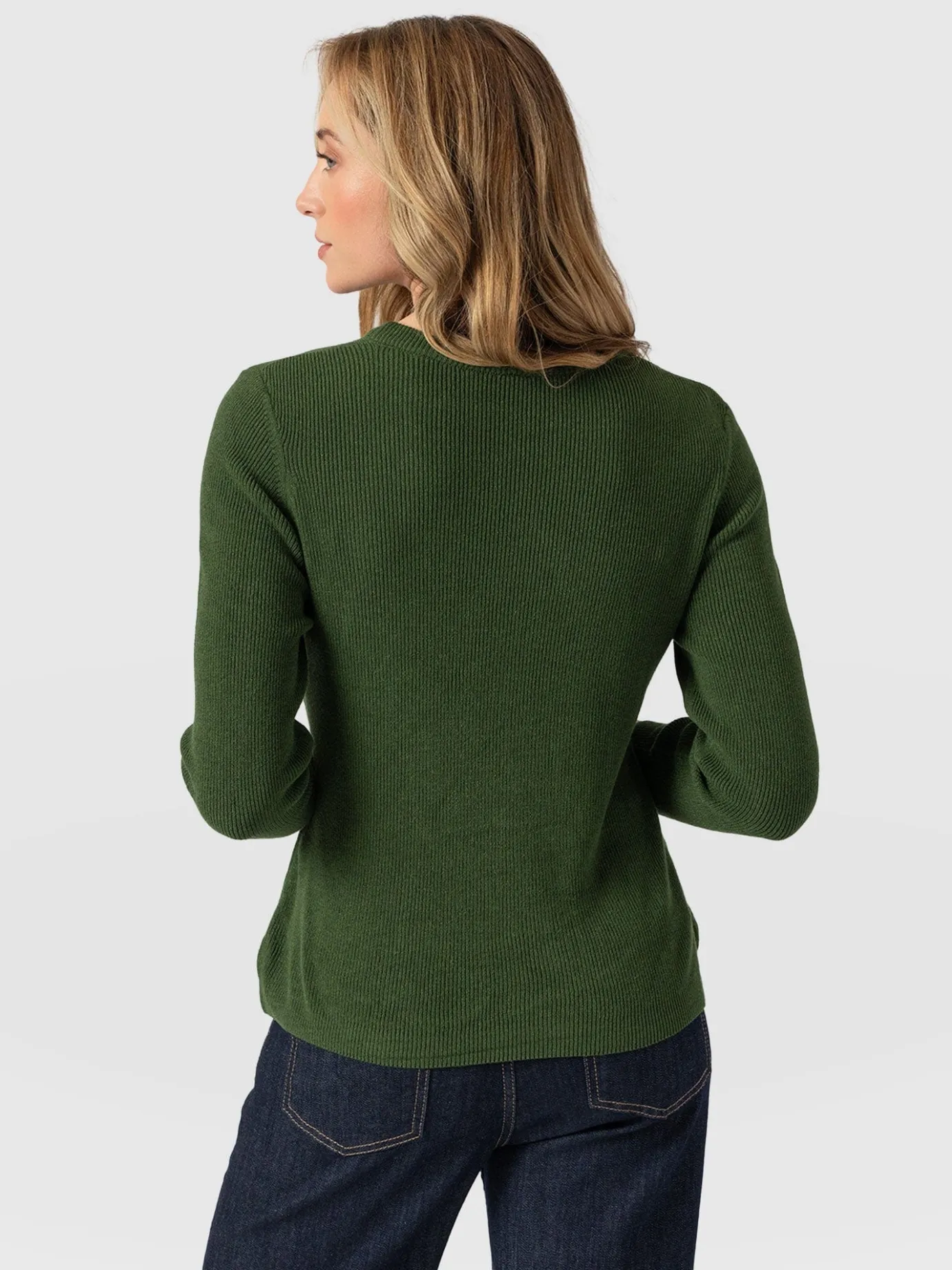 Knitwear|Sweaters|Saint and Sofia Honeycomb Rib Sweater - Green
