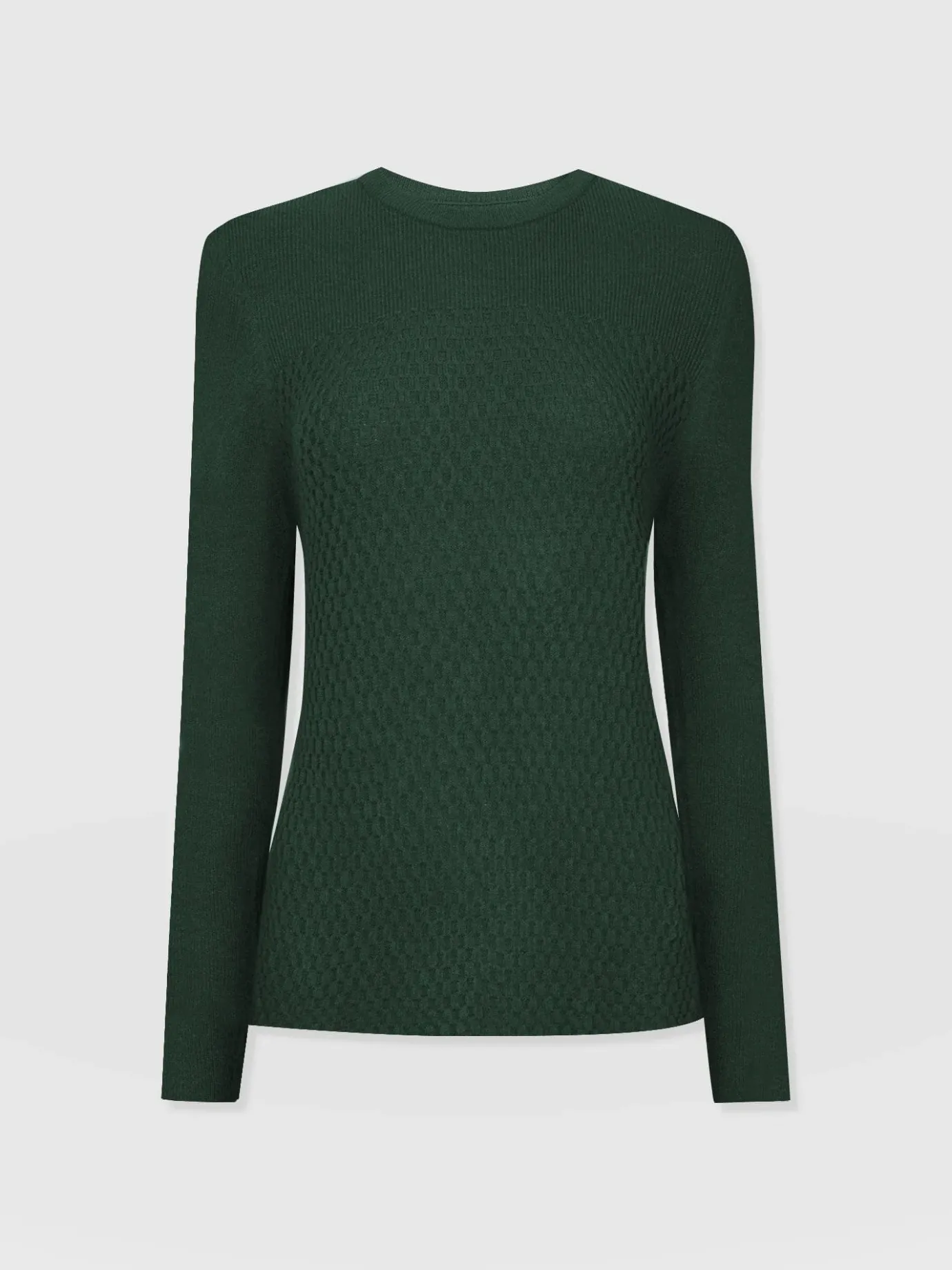 Knitwear|Sweaters|Saint and Sofia Honeycomb Rib Sweater - Green