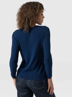 Sweaters|Knitwear|Saint and Sofia Honeycomb Rib Sweater - Navy