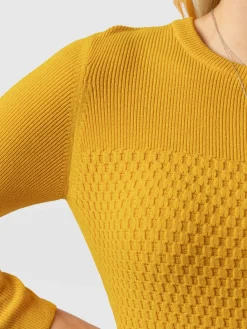 Knitwear|Sweaters|Saint and Sofia Honeycomb Rib Sweater - Yellow