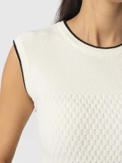 T-shirts & Tanks|Knitwear|Saint and Sofia Honeycomb Sleeveless Rib Knit - Cream
