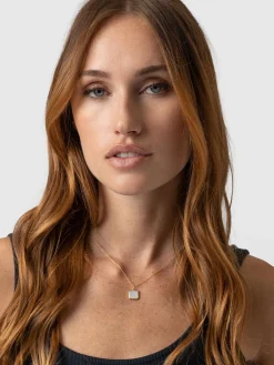 Jewelry|Necklaces|Saint and Sofia Iridescence Square Charm Necklace - Gold