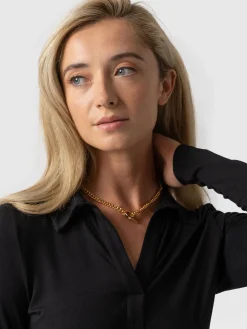 T-shirts & Tanks|Saint and Sofia Isla Polo Tee - Black