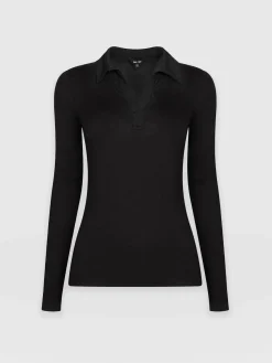 T-shirts & Tanks|Saint and Sofia Isla Polo Tee - Black