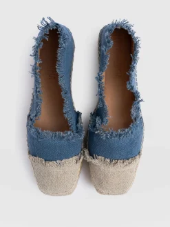 Shoes|Saint and Sofia Ivy Frayed Espadrille Pumps - Blue