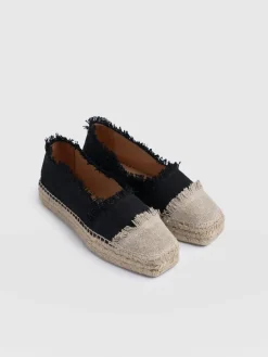 Shoes|Saint and Sofia Ivy Frayed Espadrille Pumps - Black