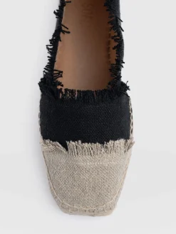 Shoes|Saint and Sofia Ivy Frayed Espadrille Pumps - Black